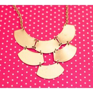 Vintage Golden Discs Bib Necklace 18 inch - P12